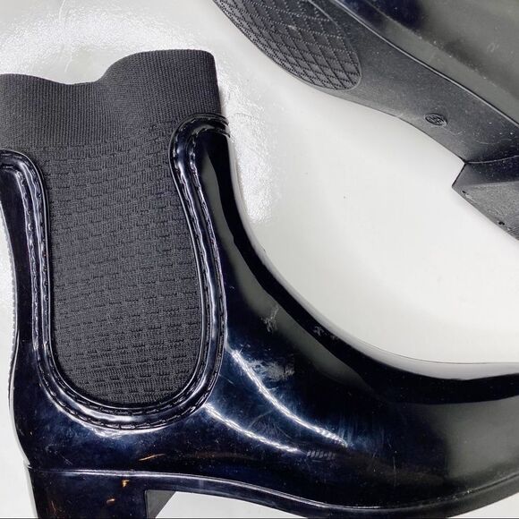 Catherine Malandrino Shiny Black Rain Boots 39 - Picture 2 of 8
